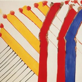abstract painting with strong bands of colour