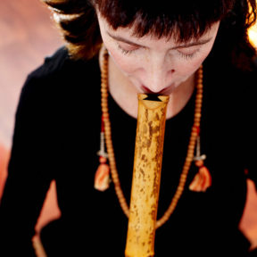Debbie Danbrook playing the Shakuhachi Flute