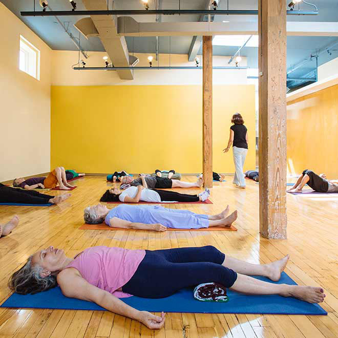 Students in savasana