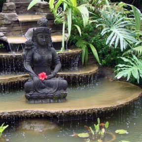 fountain with meditating figure
