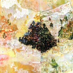 snowy town in the mountains painting