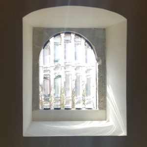 sun through glass pillars