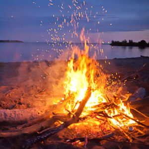campfire by lake
