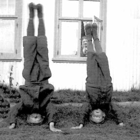 2 boys in headstand