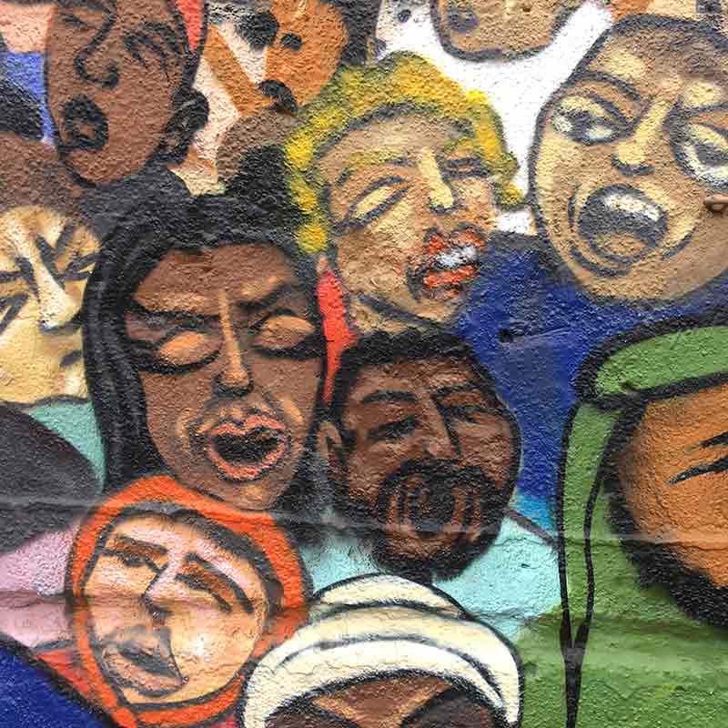 mural of people speaking
